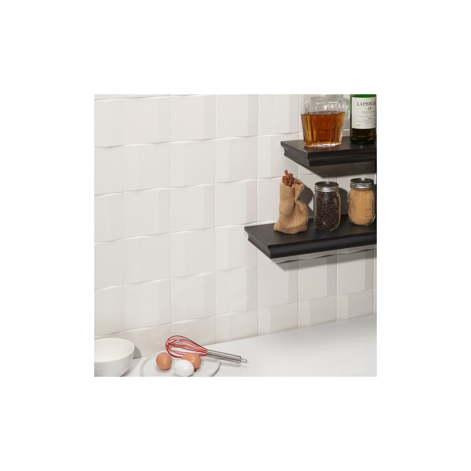 Ardor Edge 5.11 in. x 5.11 in. Metallic Porcelain 3D Wall Tile (4.12 Sq. Ft. / Case), White