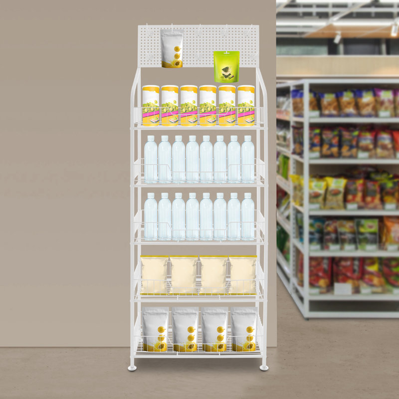 Présentoir de détail 19,68 "l / 23,62" l avec crochets, Blanc, H 66,92 po x l 23,62 po x P 10,62 po
