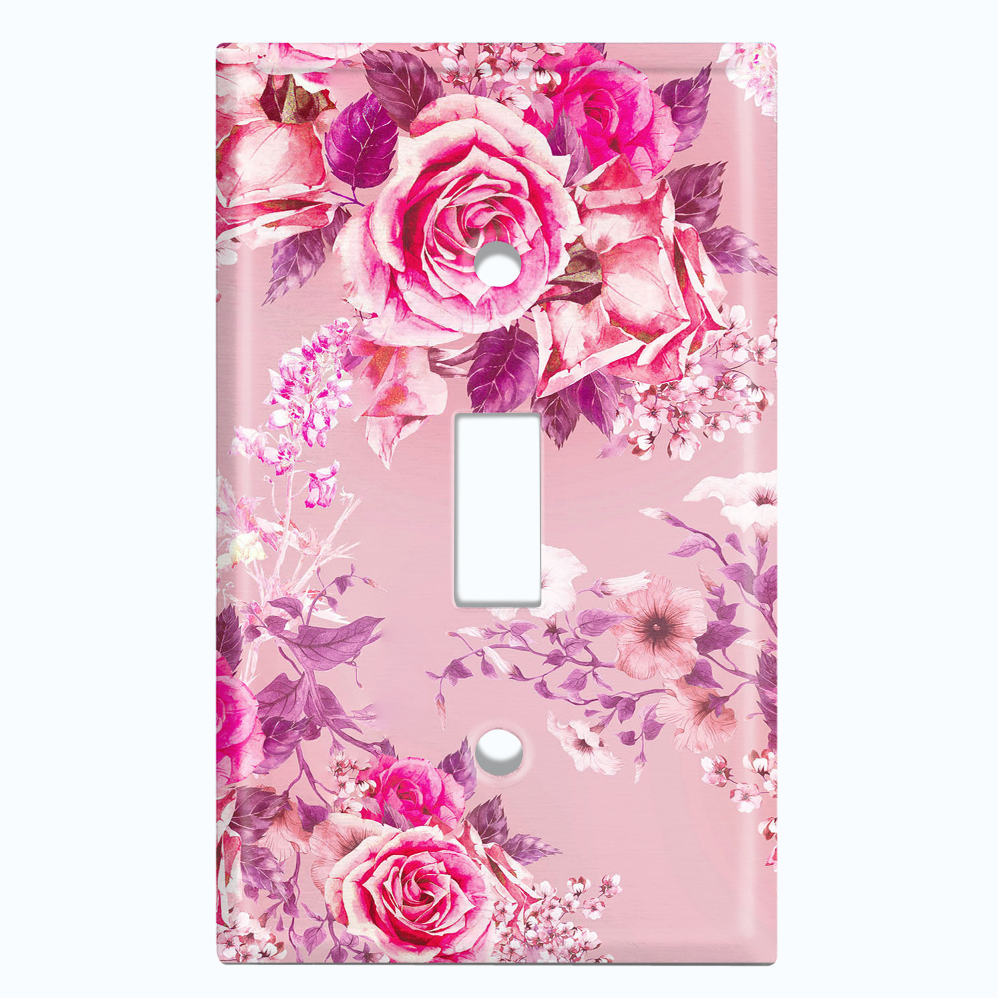 WorldAcc Metal Light Switch Plate Outlet Cover (Pink Roses Flowers ...