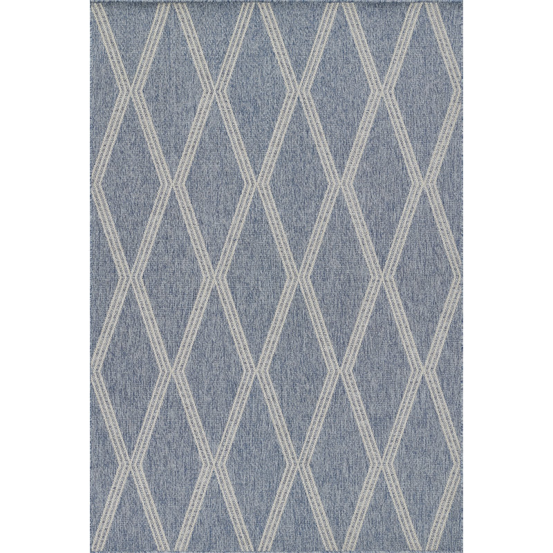 Tapis intérieur / extérieur bleu / gris Twill, Rectangle 4 pi 1 po x 6 pi