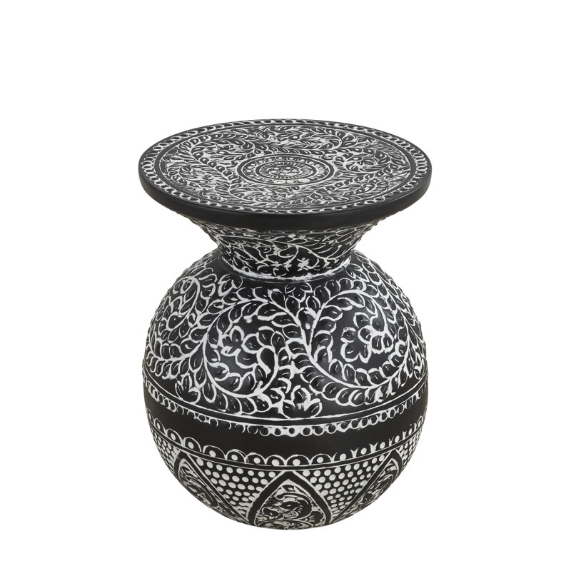 Aaliana Black and White Patterned End Table
