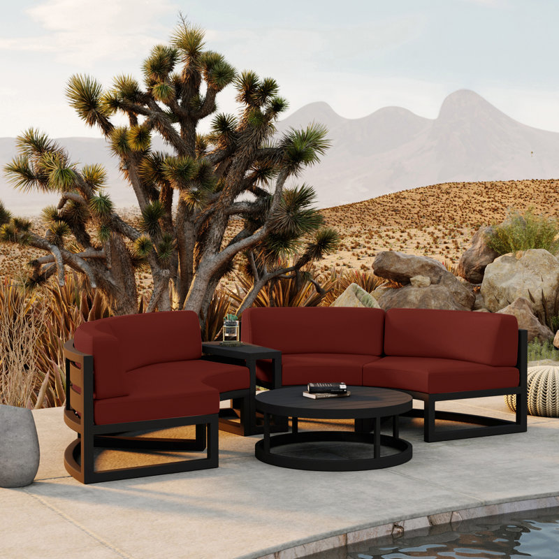 Avion Outdoor 4 - Piece Conversation Set, Canvas Henna Sunbrella® Canvas, Black