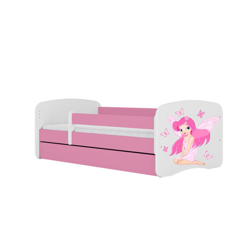 Cicero Drawer Convertible Bed and Mattress, Pink/White, Toddler (70 x 140 cm)