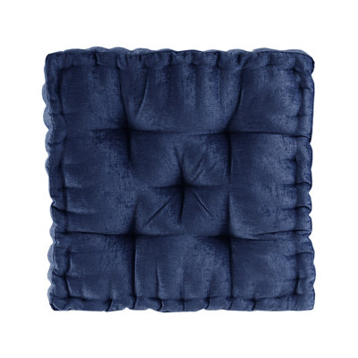 Poly Chenille Square Floor Pillow Cushion Navy 20X20"