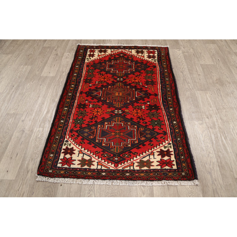 One-of-a-Kind 3'4" X 4'11" New Age Wool Area Rug in Red