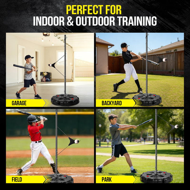 Stable Swing Trainer For Baseball&Softball,Auto-Reset Baseball Hitting Trainer With Real Ball&Stand For Indoor/Outdoor