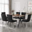 Ensemble de salle à manger rectangulaire en bois avec chaise capitonnée-1354642935-1354642930
