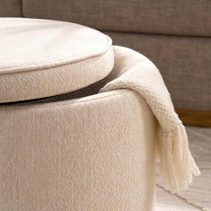 Repose-pieds, ensemble de repose-pieds multifonctionnel, combinaison de repose-pieds et de table, avec tabouret tambour, avec espace de rangement beige
