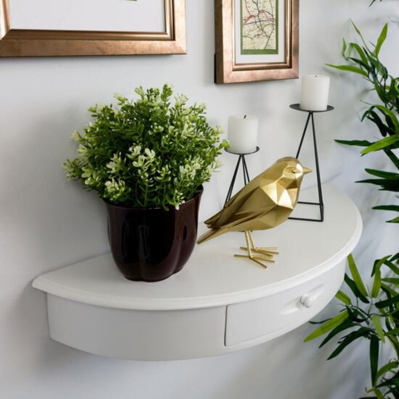 Tablette murale demi-lune, blanc