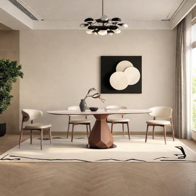 Graceful vintage sintered stone dining table set