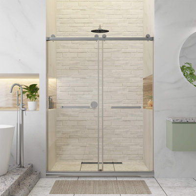 Porte de douche coulissante double sans cadre l 48 po x H 80 po
