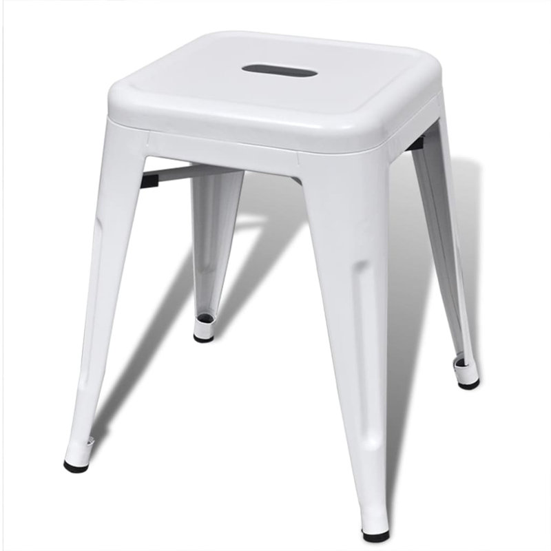 Hulsey Steel Accent Stool, White