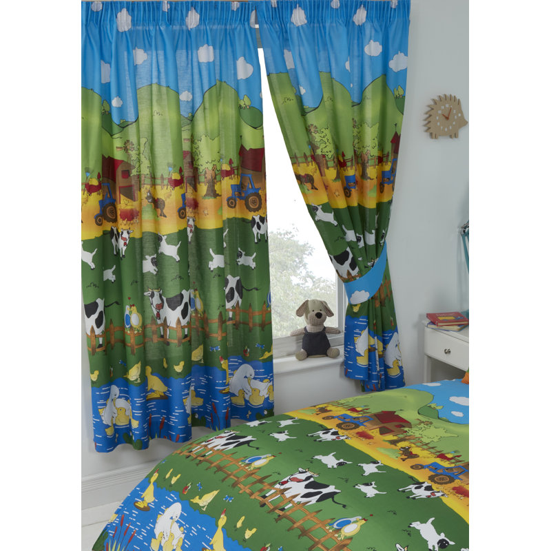FARMYARD FRIENDS Plina Semi Sheer Pencil Pleat Curtain Pair, 167 x 137 cm