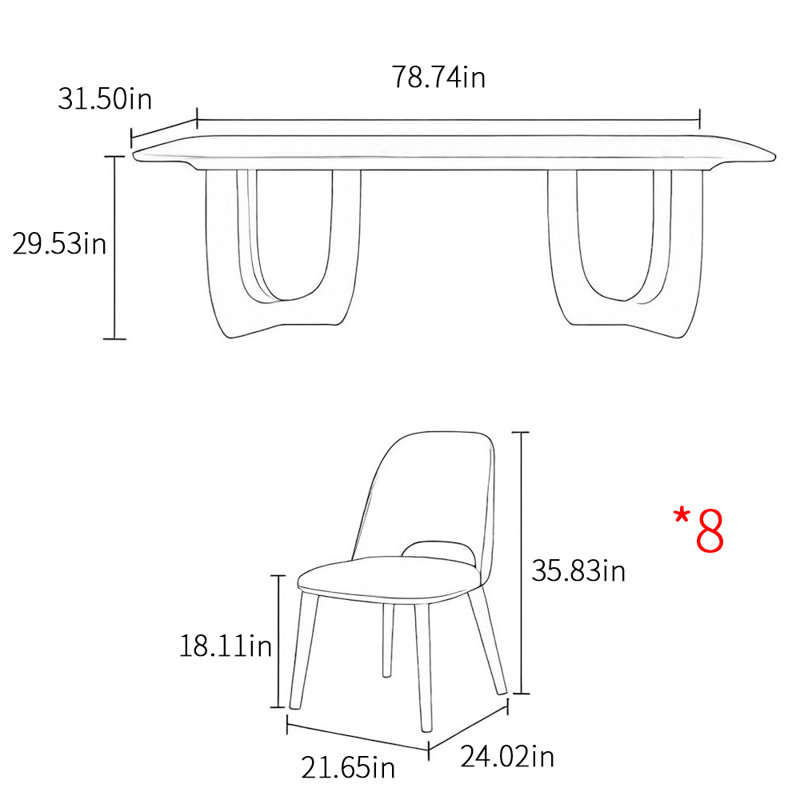 Italian style home rectangular dining table sets