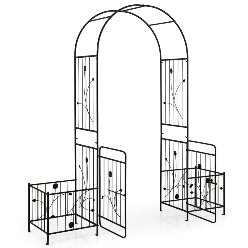 198cm W x 50cm D Metal Arbour in Black