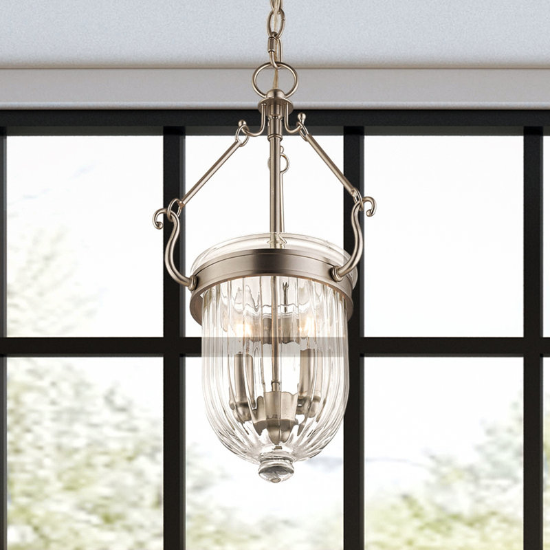 Luminaire suspendu simple en forme d'urne à 2 lumières Lindley, Nickel brossé