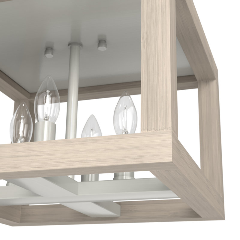 Squire Manor 4 - Light 12'' Lantern Square / Rectangle Flush Mount, Brushed Nickel