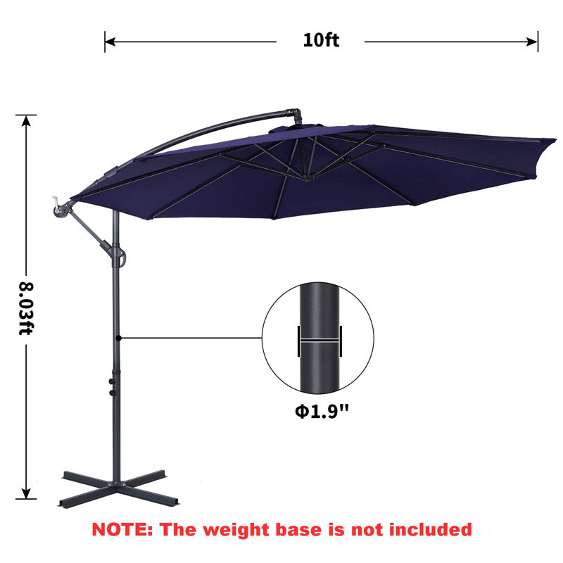 Parasol en porte-à-faux rond 120 "Atanase, Bleu marine