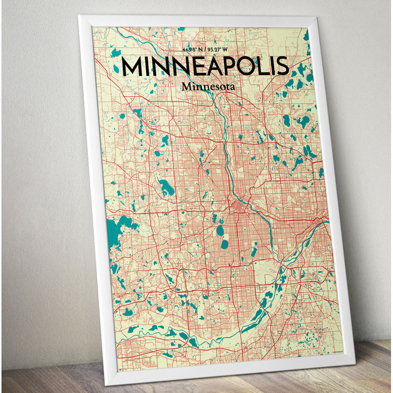 Minneapolis City Map - No Frame Print, 50.8cm H x 40.6cm W x 0.13cm D