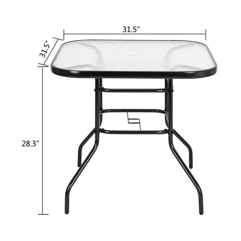 Hermínio Square Glass Outdoor Dining Table , 31.5 " W 31.5 " D