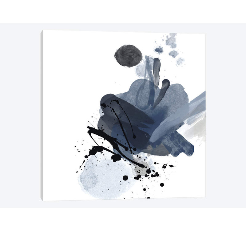 « blue & splash black splash i », reproduction sur toile, H 12 po x l 12 po x P 0,75 po