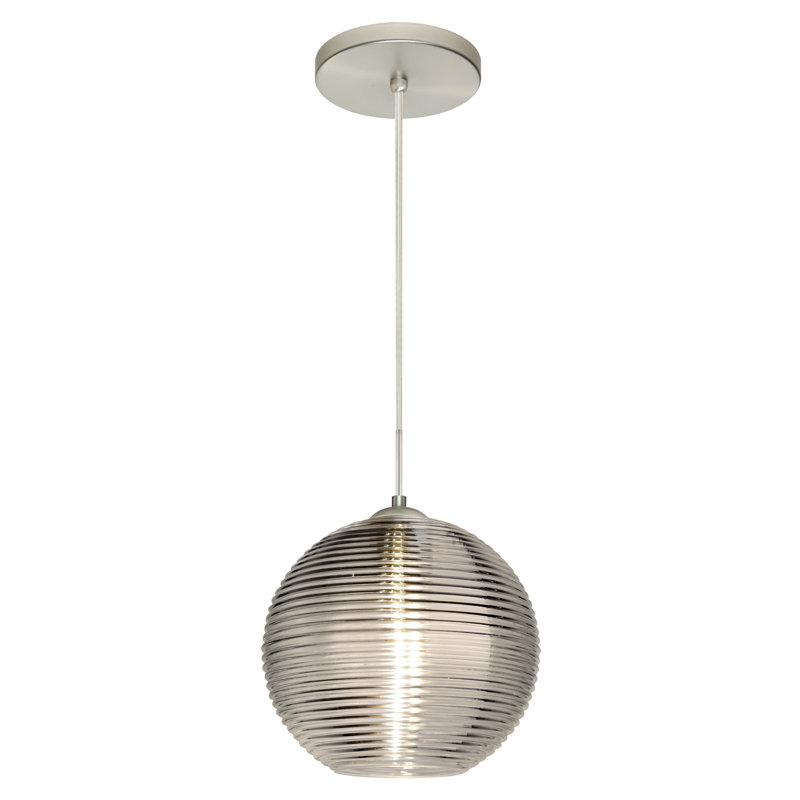 Luminaire sphère suspendu 1 lumières simple Kristall, Non, Fumée, Nickel satiné