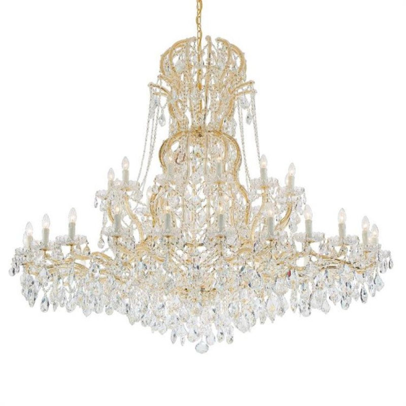 Lustre suspendu en cristal Keijon Light Theresa, Argent, Transparent, 40" Width x 42" Height