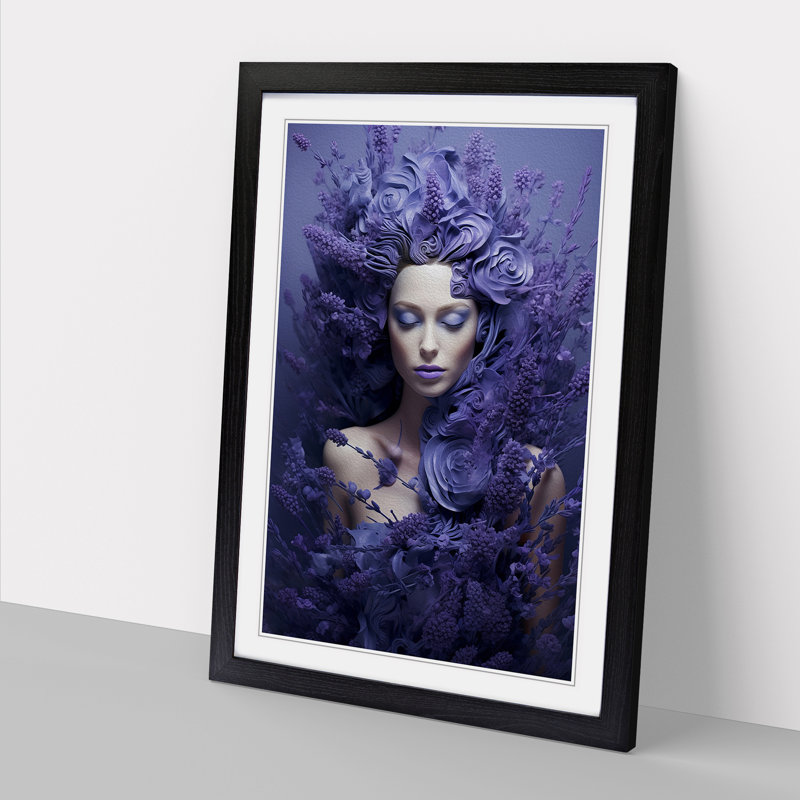 Lavender Flower Surrealism - Framed Print, Black Framed, 46cm H x 34cm W x 2cm D