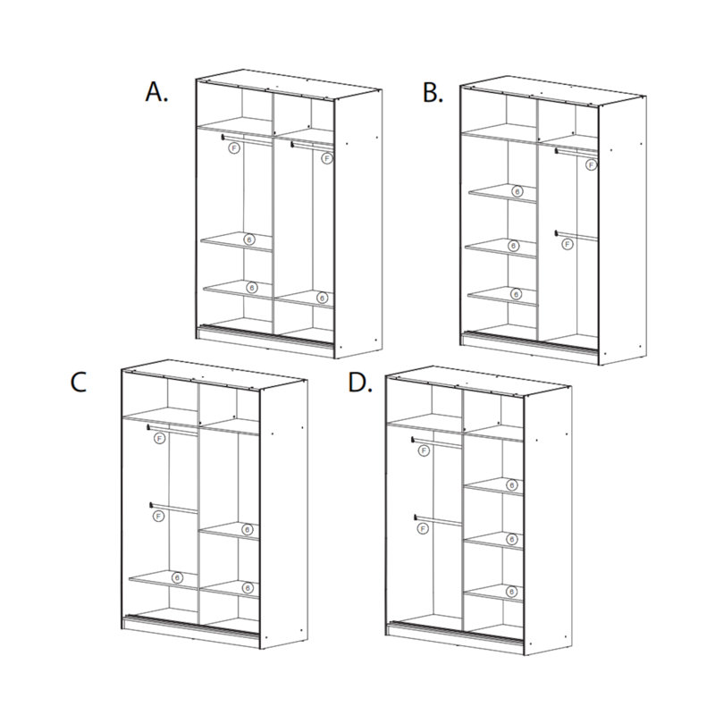 Armoire Chico, H 85 po x l 71 po x P 25 po, Noir