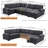 Upholstered Sectional Sleeper Sofa & Chaise-1997424629