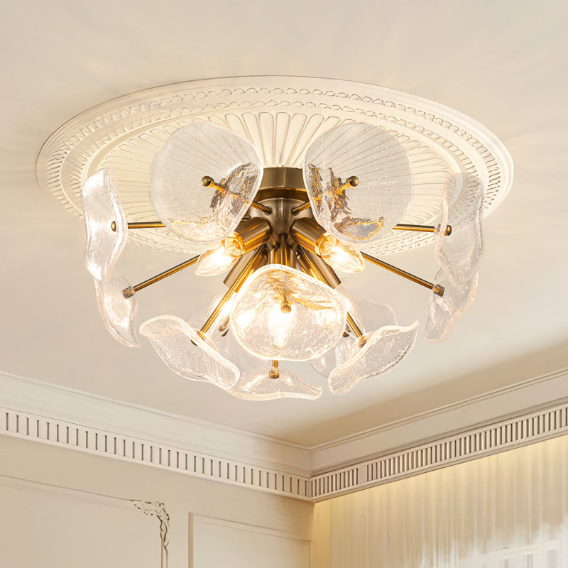 Lustre encastré 5 lumières , Doré