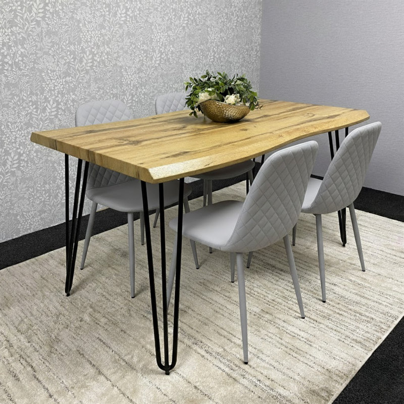 4 - Person Dining Set, Grey, 75cm H x 117cm W x 77cm D