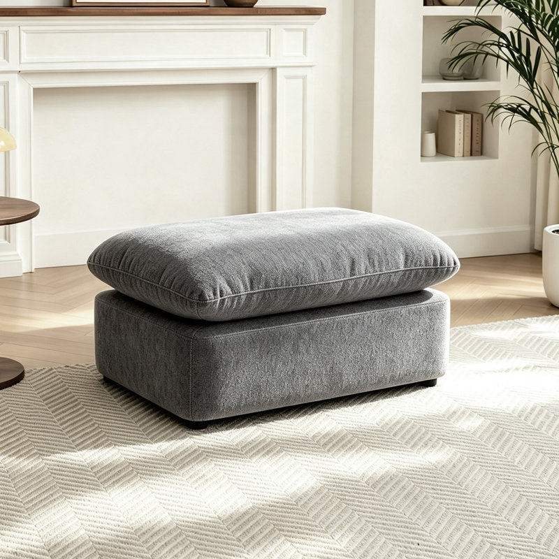 Fauteuil d'appoint ergonomique pivotant à chenilles surdimensionné à 360° de 43,5 pouces, Ottoman, Grey