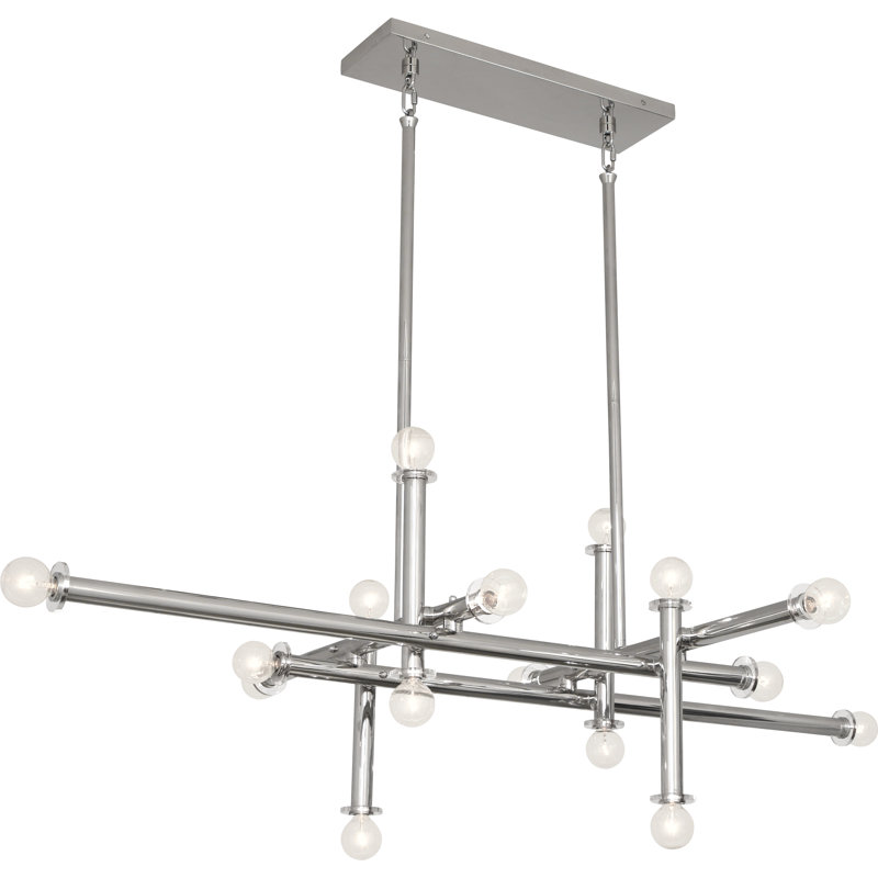 Milano 16 - Light Dimmable Sputnik Modern Linear Chandelier, Polished Nickel
