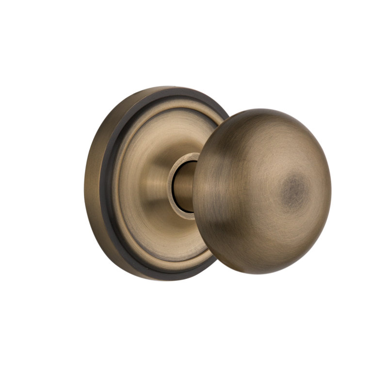 Classic Rosette with New York Door Knob, Antique Brass