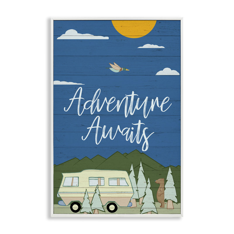 «Adventure Awaits Landscape», art de la giclée encadrée par Hugo Edwins, Estampe numérique encadrée blanc bord de mer