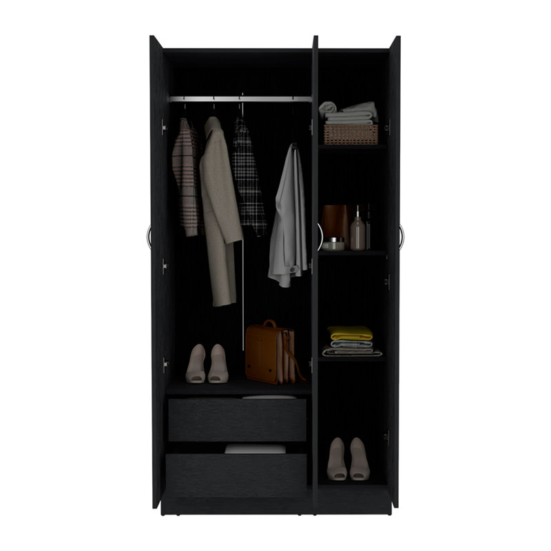 Garde-robe Erie, chambre à coucher, Noir