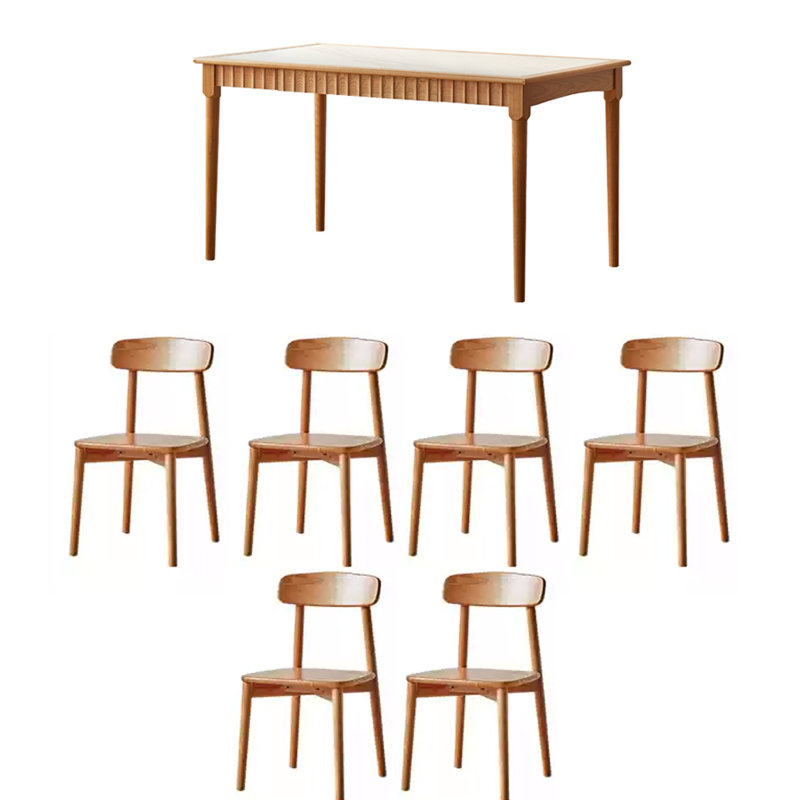 Simple cherry wood table and chair combination