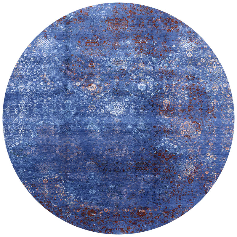 Tapis bleu / rouge Huskins, Rond 4 pi