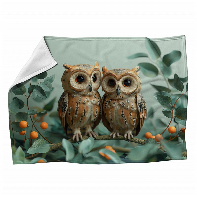 Jeté en laine et hibou - Jeté d'animal pour canapé ou lit, L 50 po x L 60 po