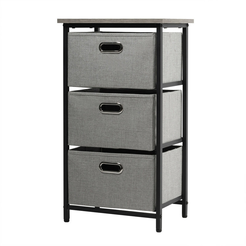 Commode 3 tiroirs Simmon, Noir / gris
