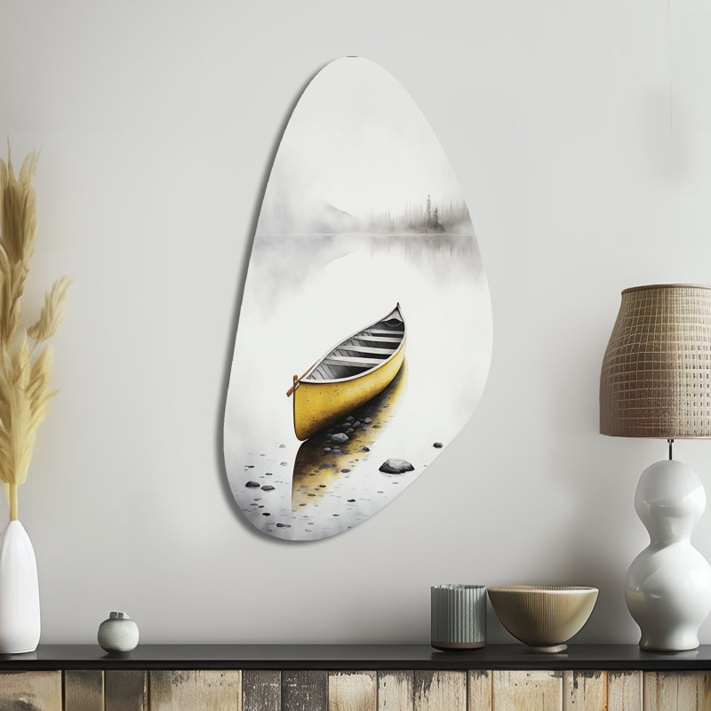 Alyka - art mural asymétrique en forme de bateau côtier, H 39 po x l 21 po