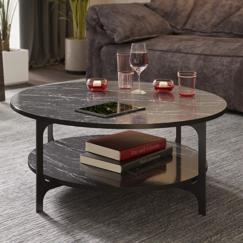Versy Round Coffee Table, Black, Bendire