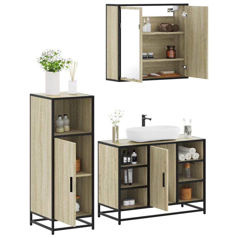 Alquaves Bathroom Furniture Suite, Light Wood