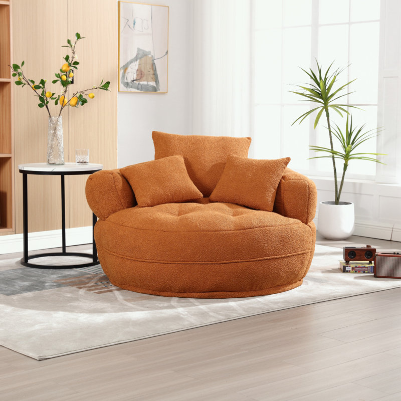 Canapé simple en chenille avec coussins, Orange