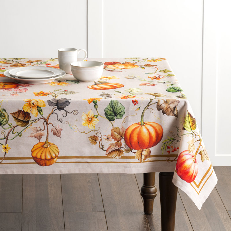 100% Cotton Thanksgiving Tablecloth, 90" x 60"