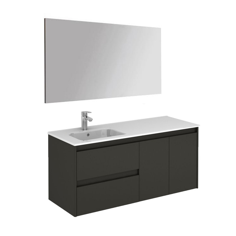 Ambra 47.5'' W Single Vanity with Mirror, Glossy Anthracite