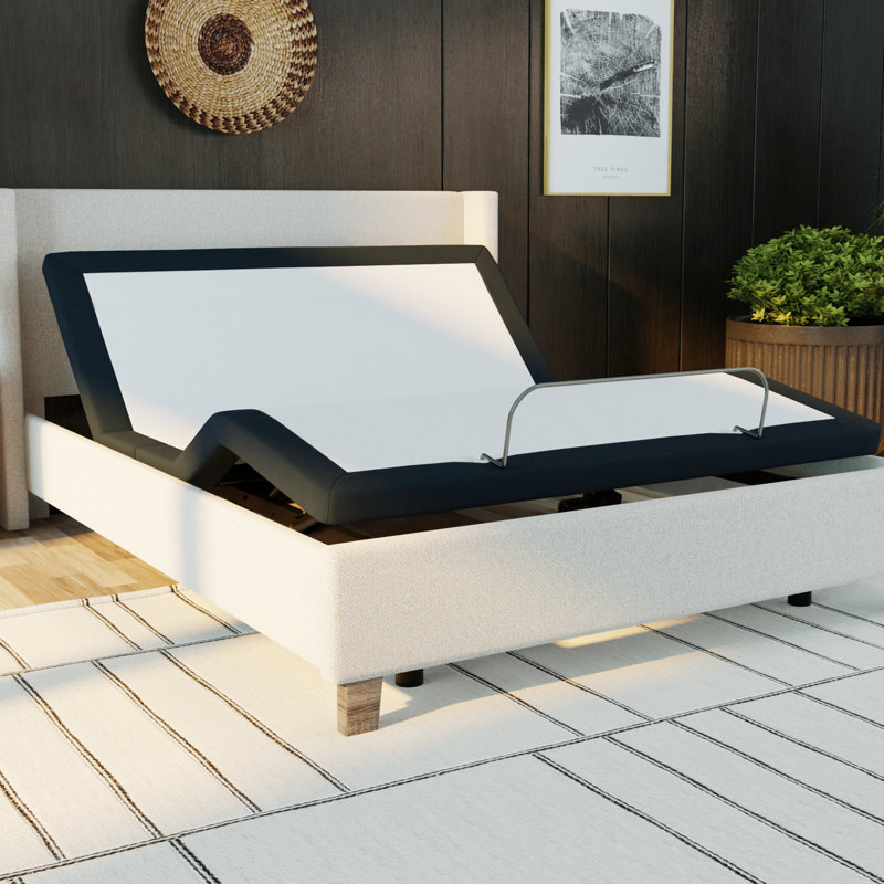Model 3 Base réglable pour - Avantage zéro, tête et pieds faciles à articuler Lit gris de taille en métal avec base, métal, gris, télécommande supérieure sans fil