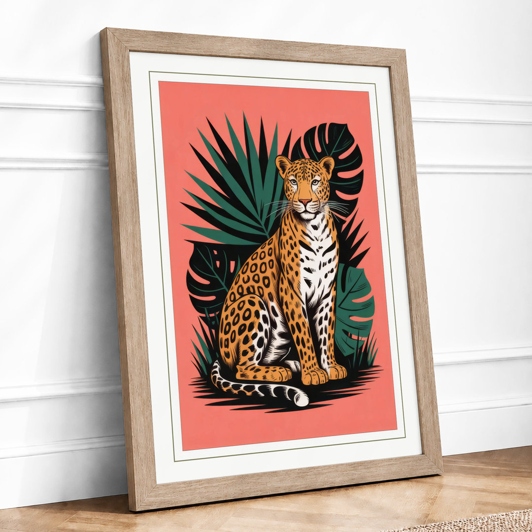 Leopard in the Jungle Tropical - Framed Print