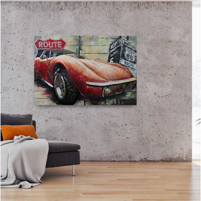 Corvette unique en son genre-reproduction d’une peinture sur métal